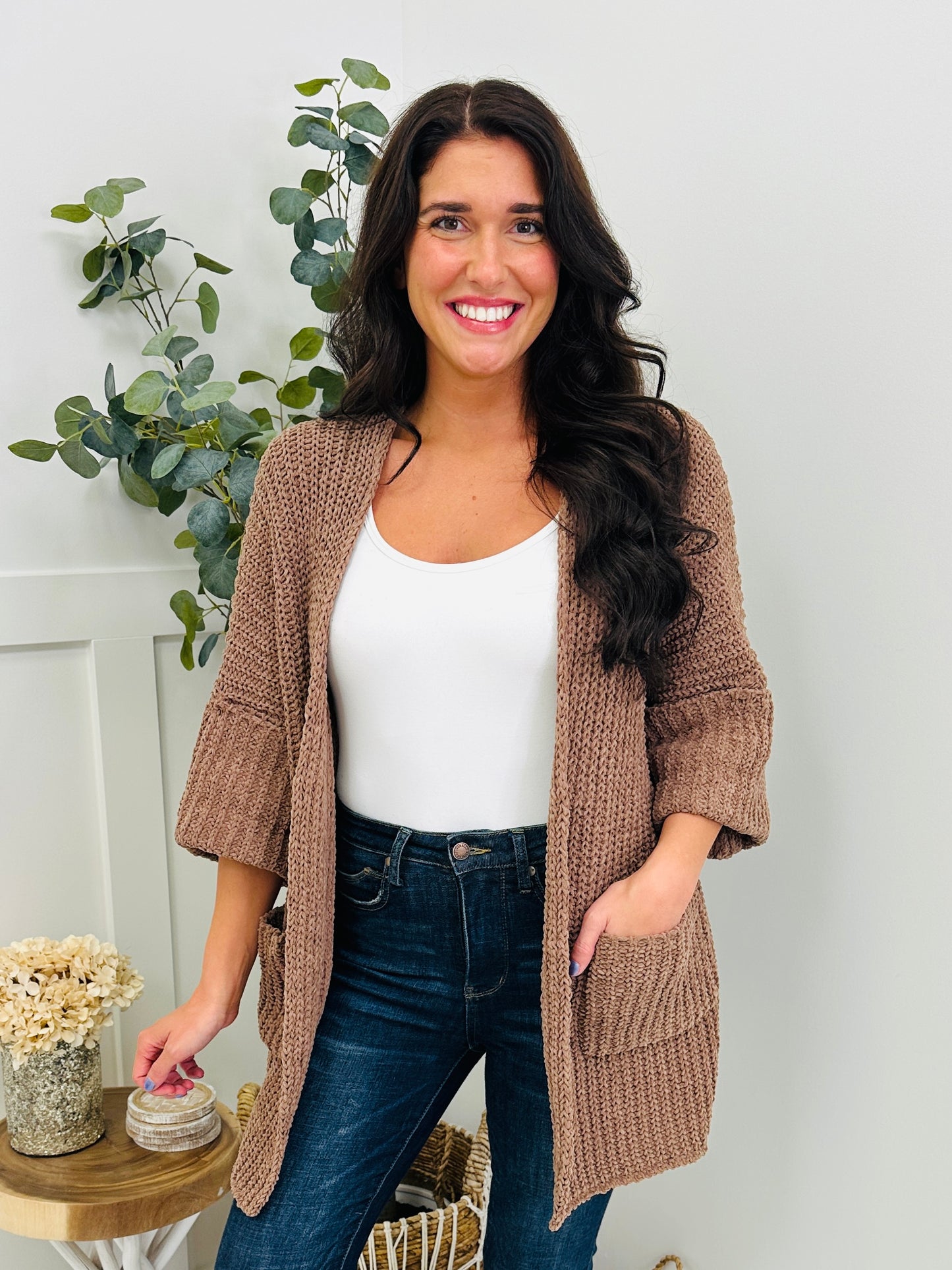 Morning Dew Cardigan In Chocolate