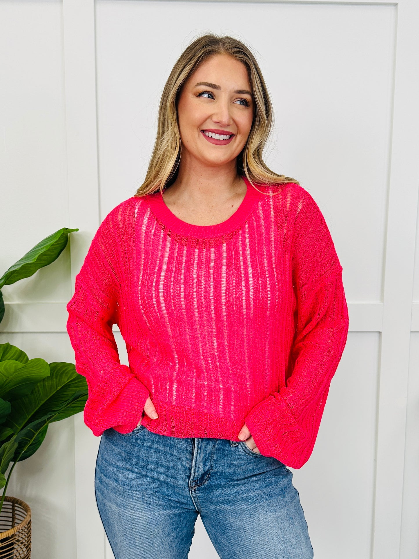 The Mesh Moment Sweater- Multiple Colors!