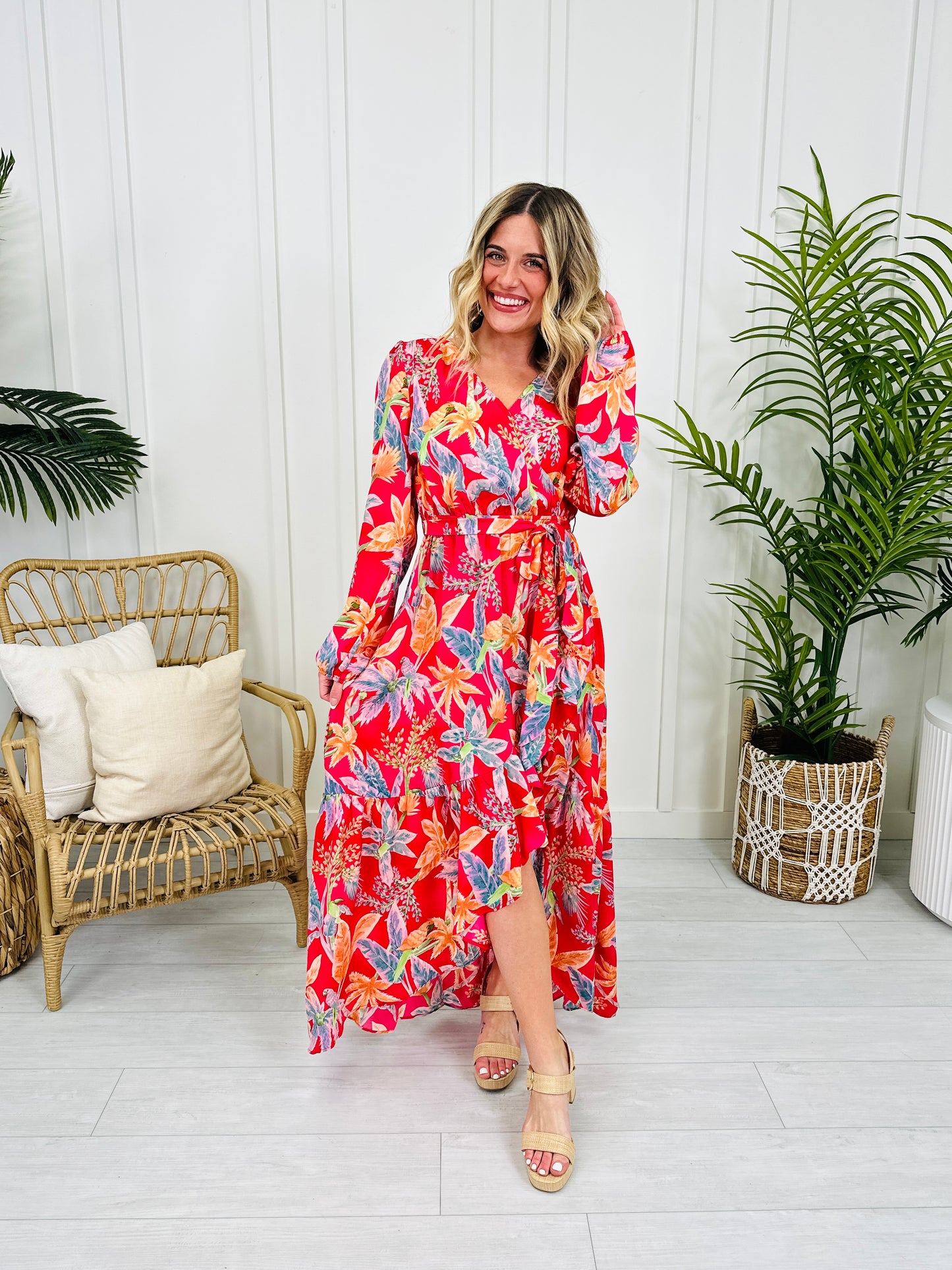 Tropical Tease Dress in Hot Pink