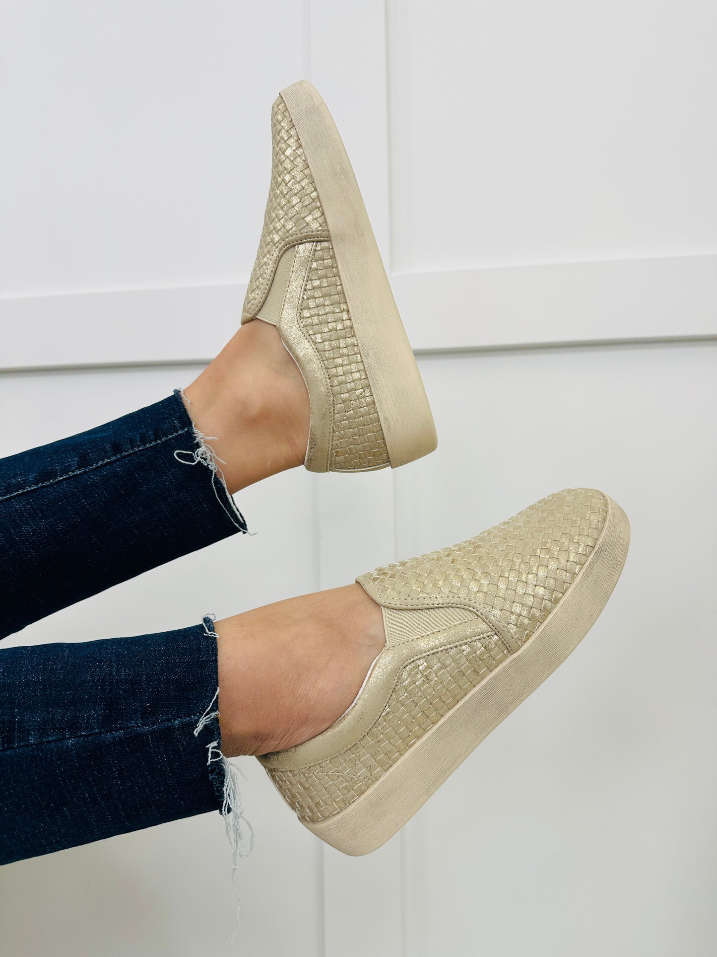 Shimmer Step Sneakers In Gold