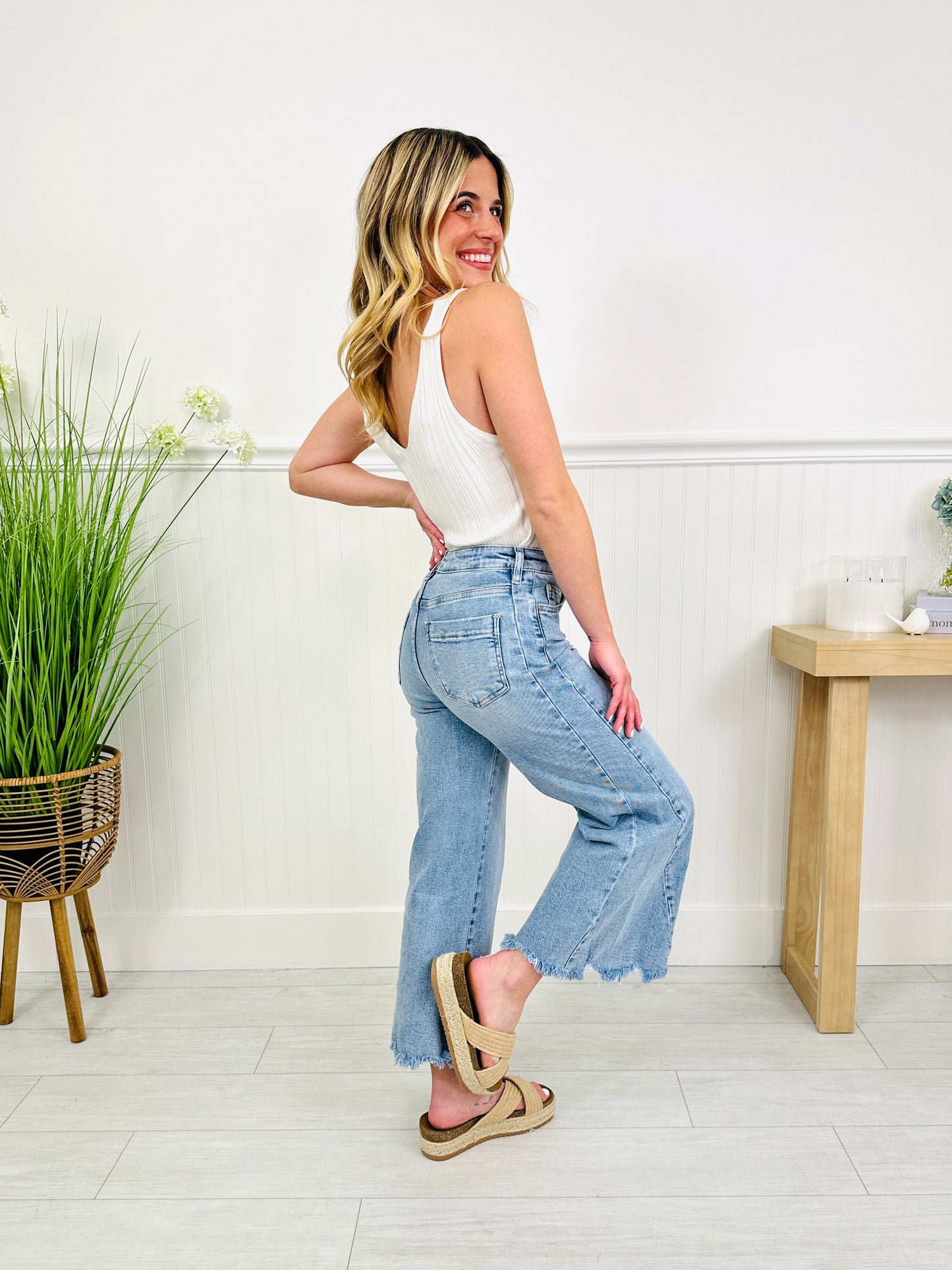 Made To Flatter Tummy Control Wide Leg Cropped Jeans