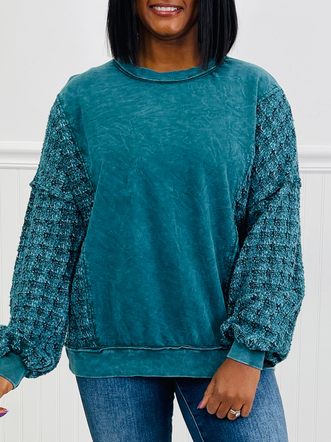 Feels Like Home Top in Midnight Green