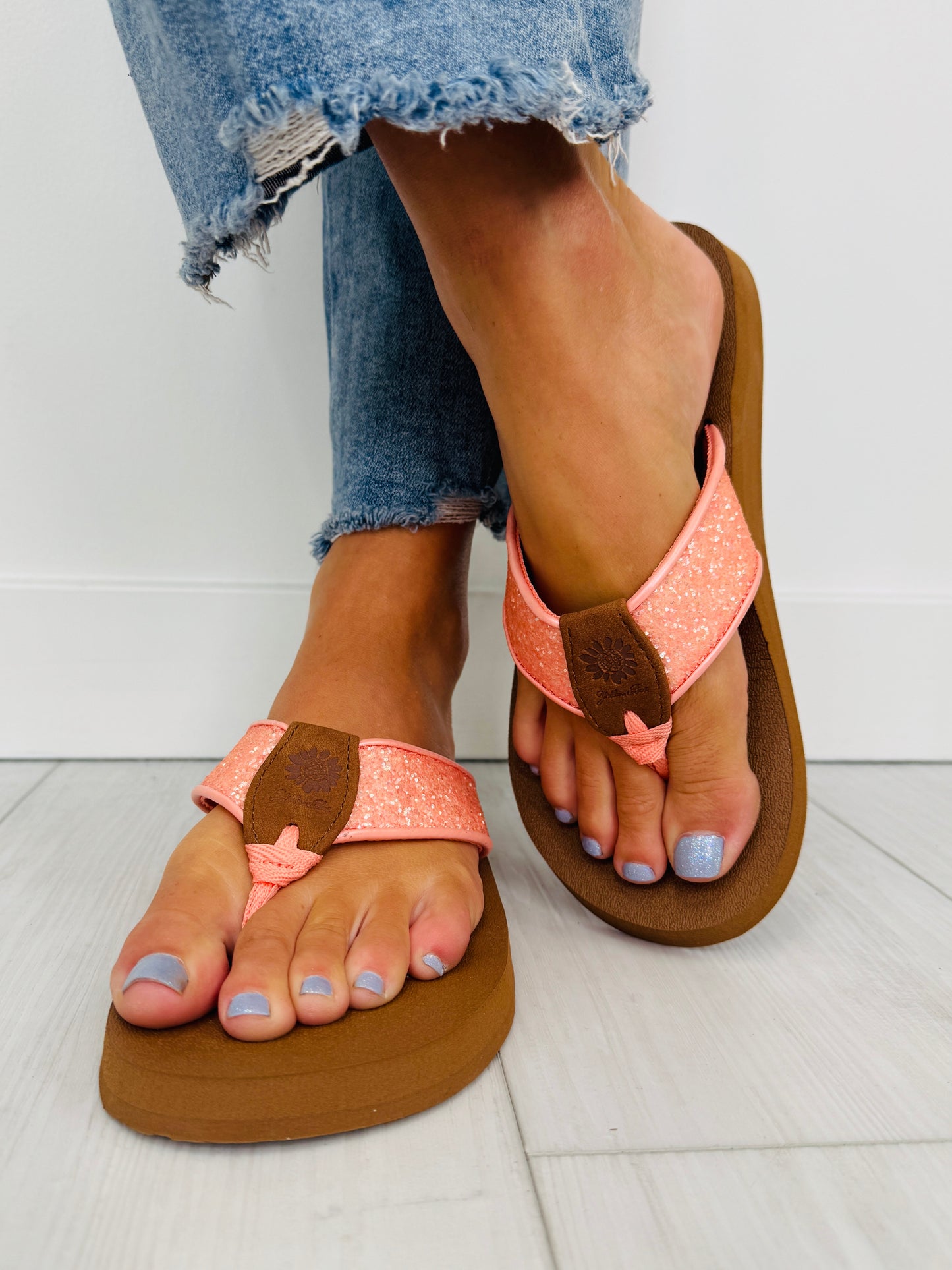 Flirt in the Firelight Flip Flops In Peach