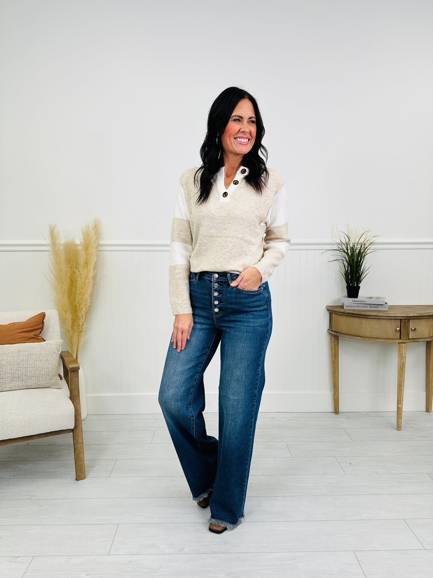 Judy Blue Touch of The Button Column Jeans