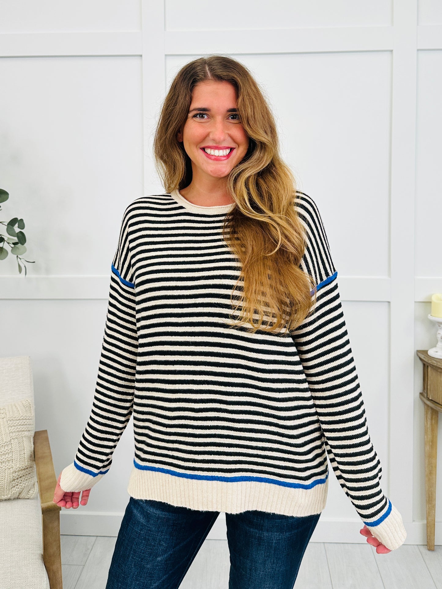 The Blackberry Lane Sweater In Black/Blue