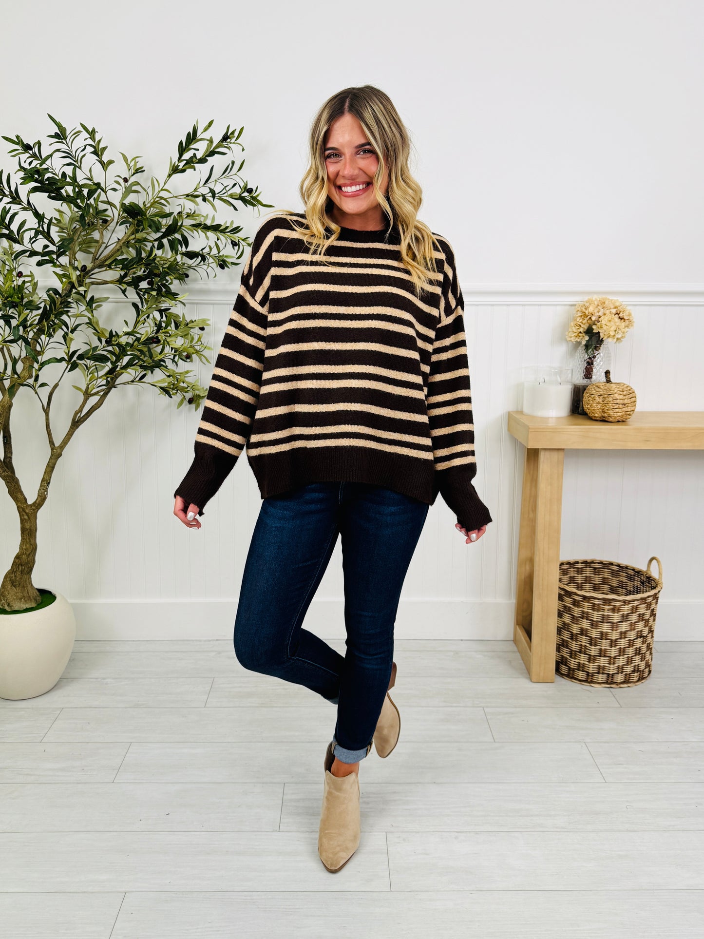 Soft Seasons Sweater In Dark Brown