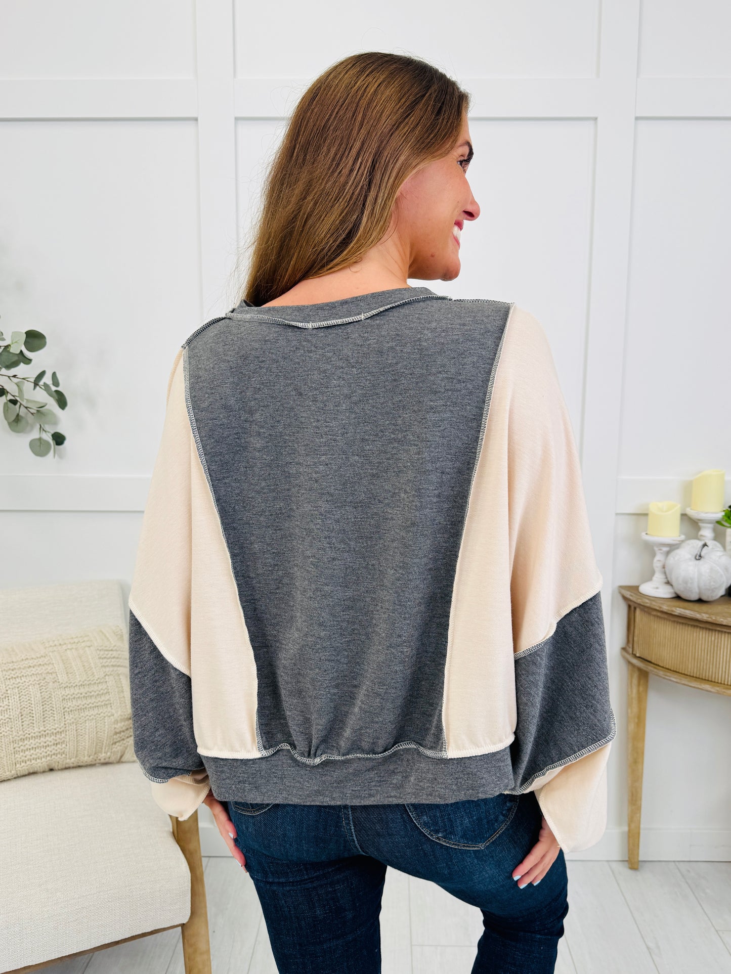 Split Harmony Pullover in Charcoal