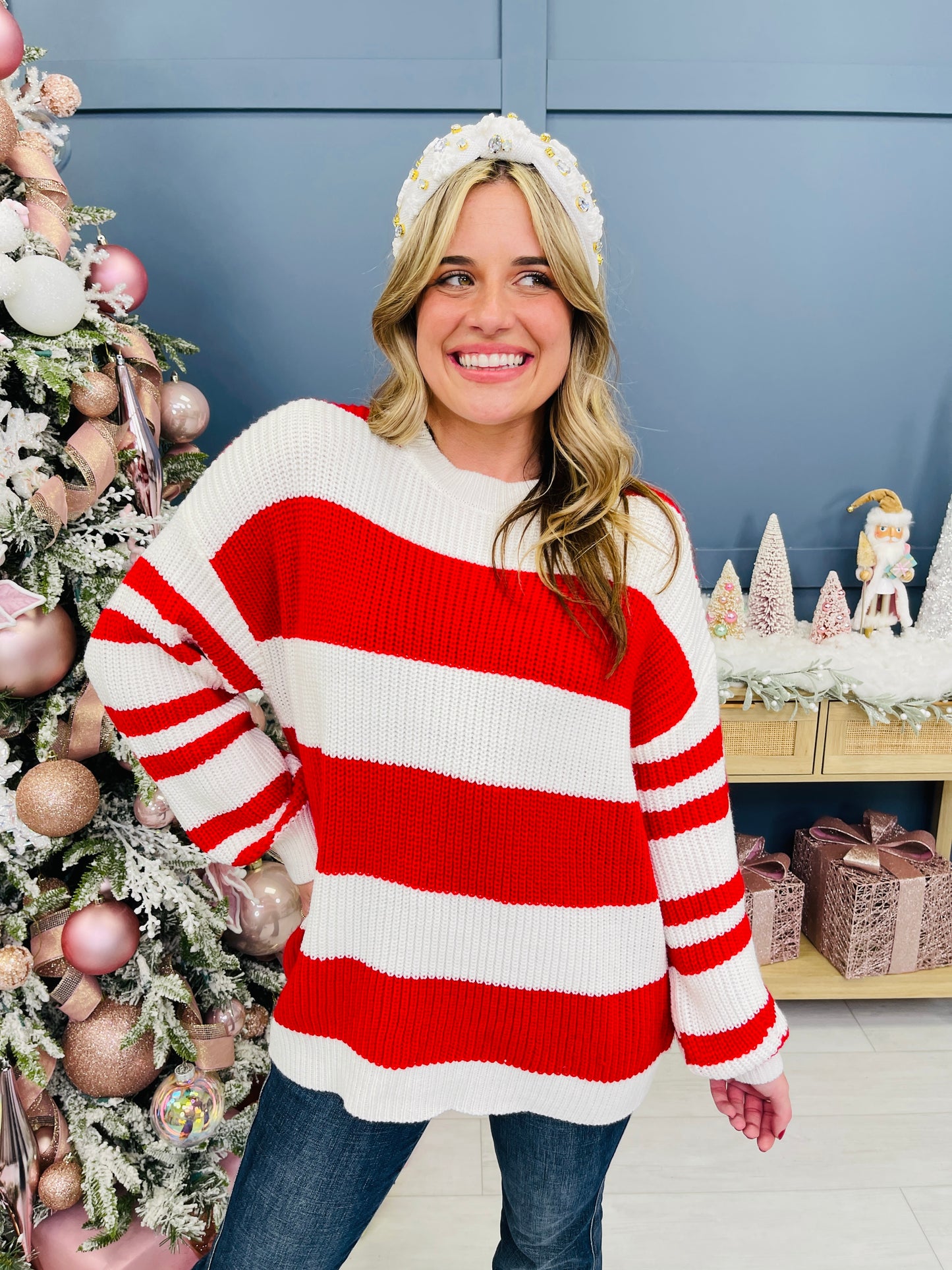 REG/CURVY MOCO Exclusive Candy Cane Lane Sweater