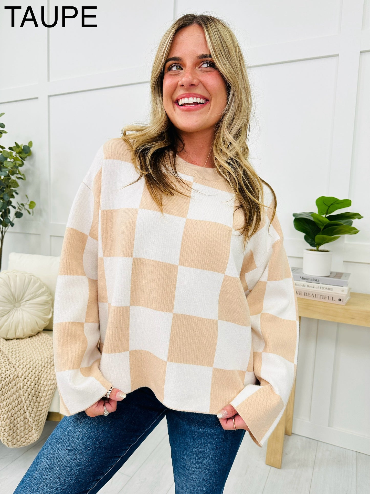 REG/CURVY Come Check This MOCO Exclusive Design Checkered Sweater- Multiple Colors!