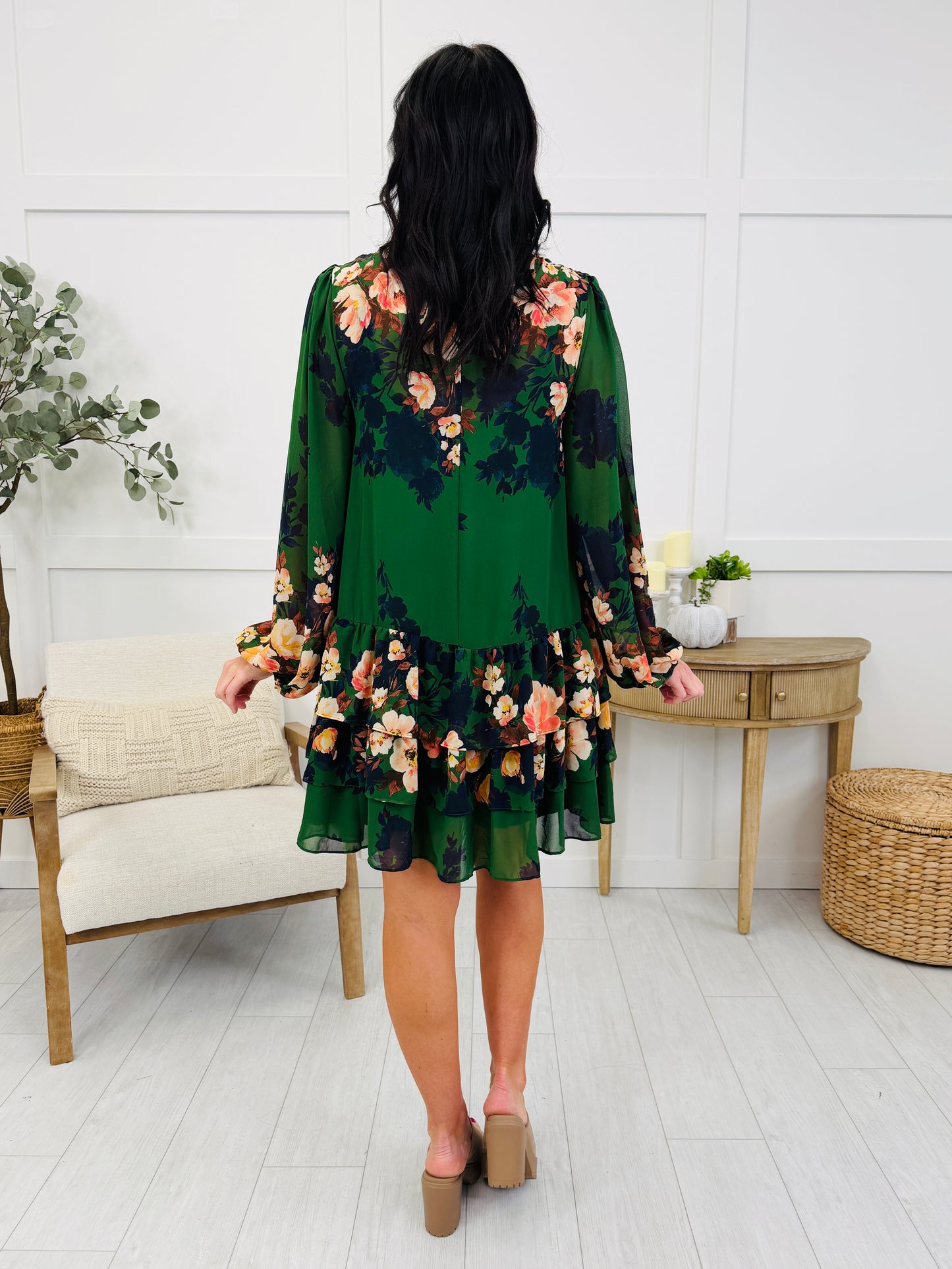 Floral Affair Dress In Emerald Green