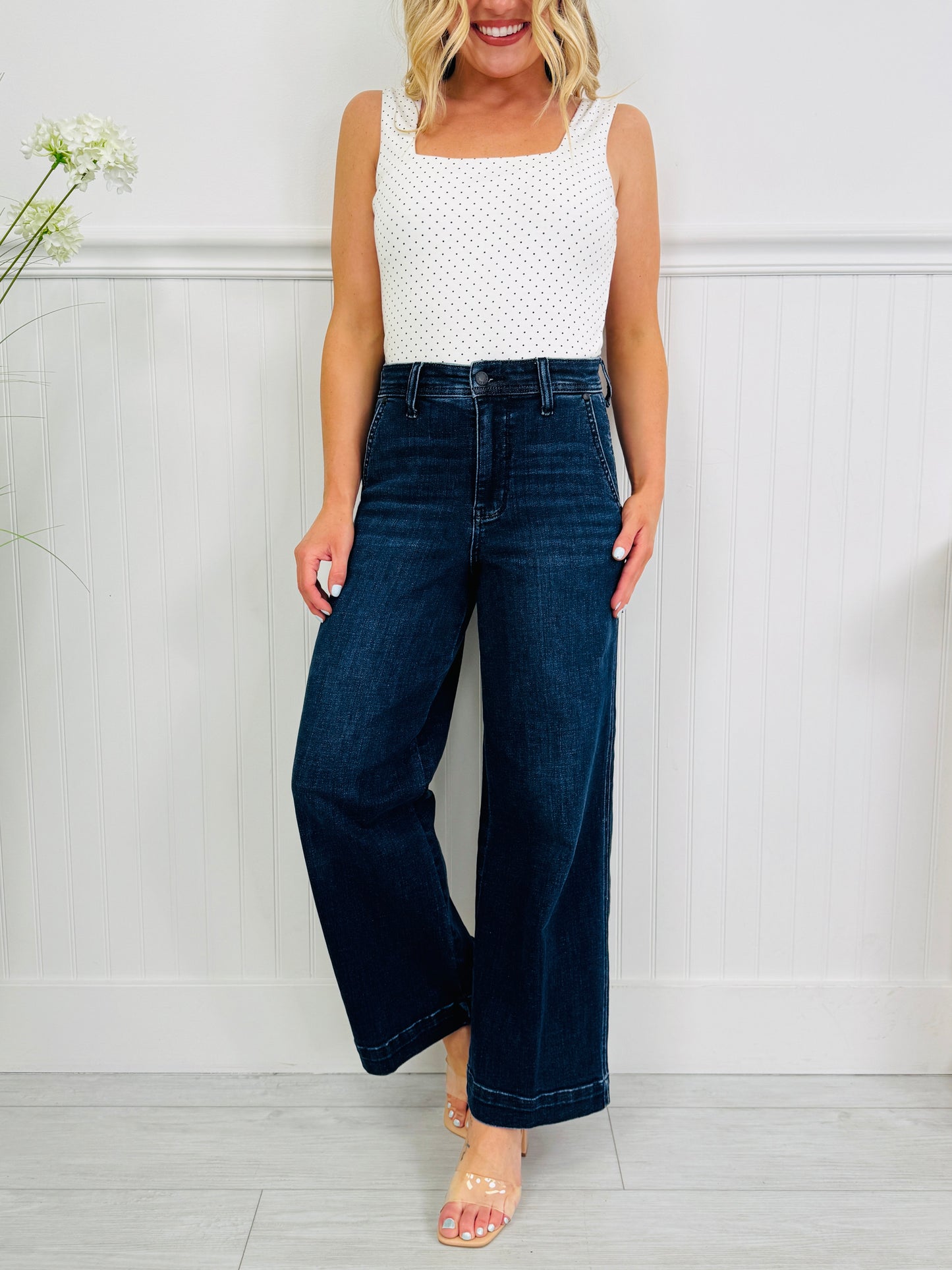 Judy Blue Timeless Touch Trouser Wide Leg Ankle Jeans