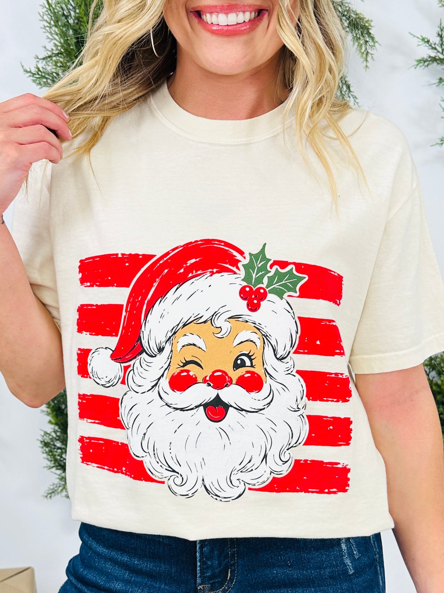 Striped Santa Graphic Tee