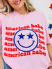 American Babe Smiley Face Graphic Tee