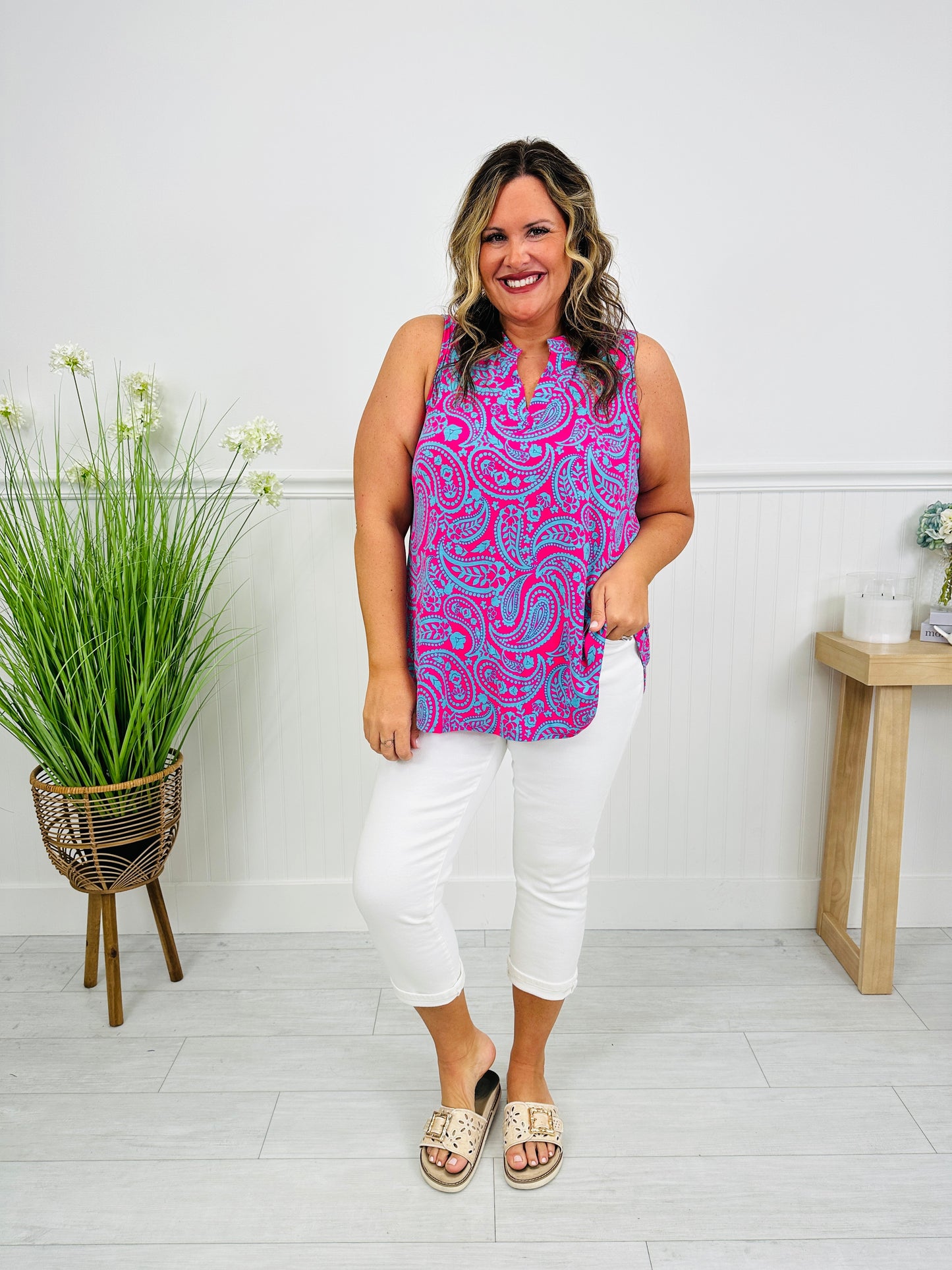 Sunshine Energy Top in Palm Springs Print