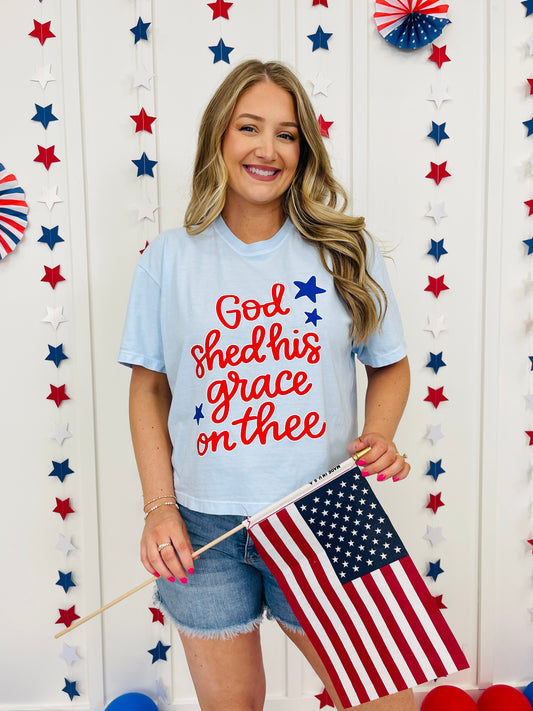 God Shed His Grace Boxy Graphic Tee