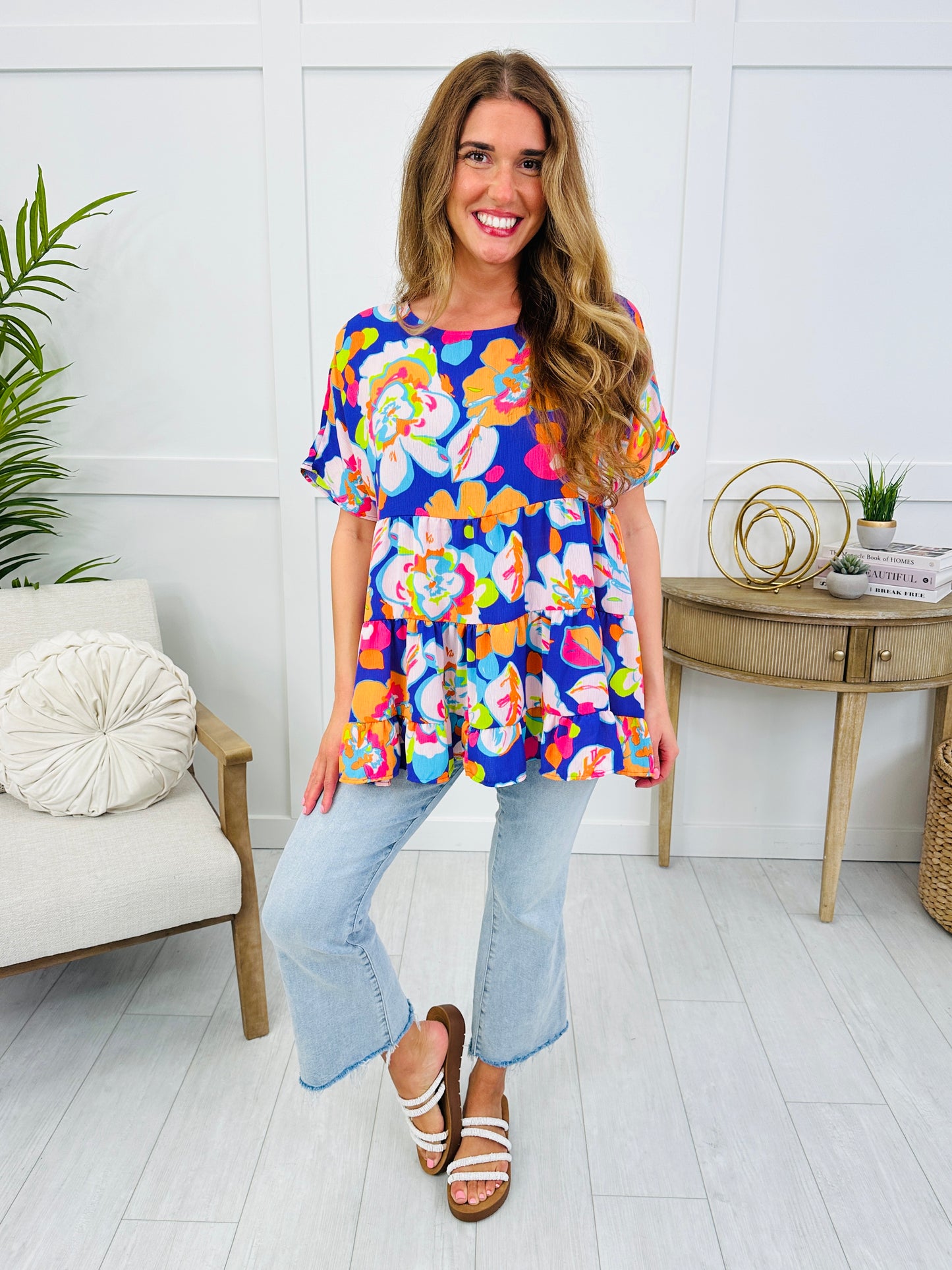 Neon Petals Top In Purple Orange