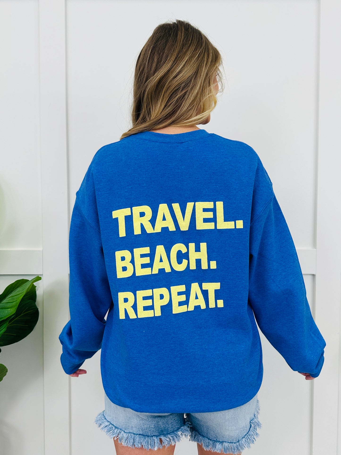 Travel Beach Repeat Graphic Crewneck Sweatshirt