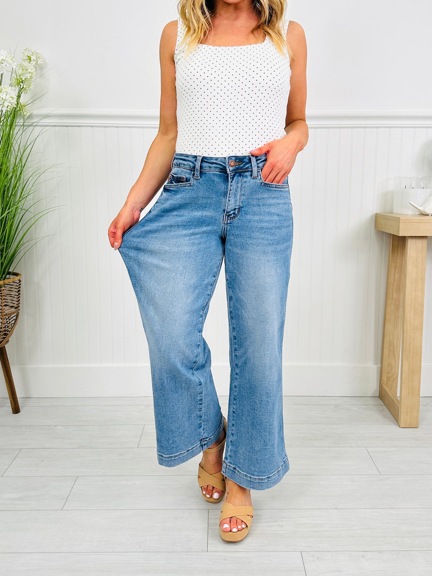 Judy Blue Make It Easy Ankle Wide Leg Jeans