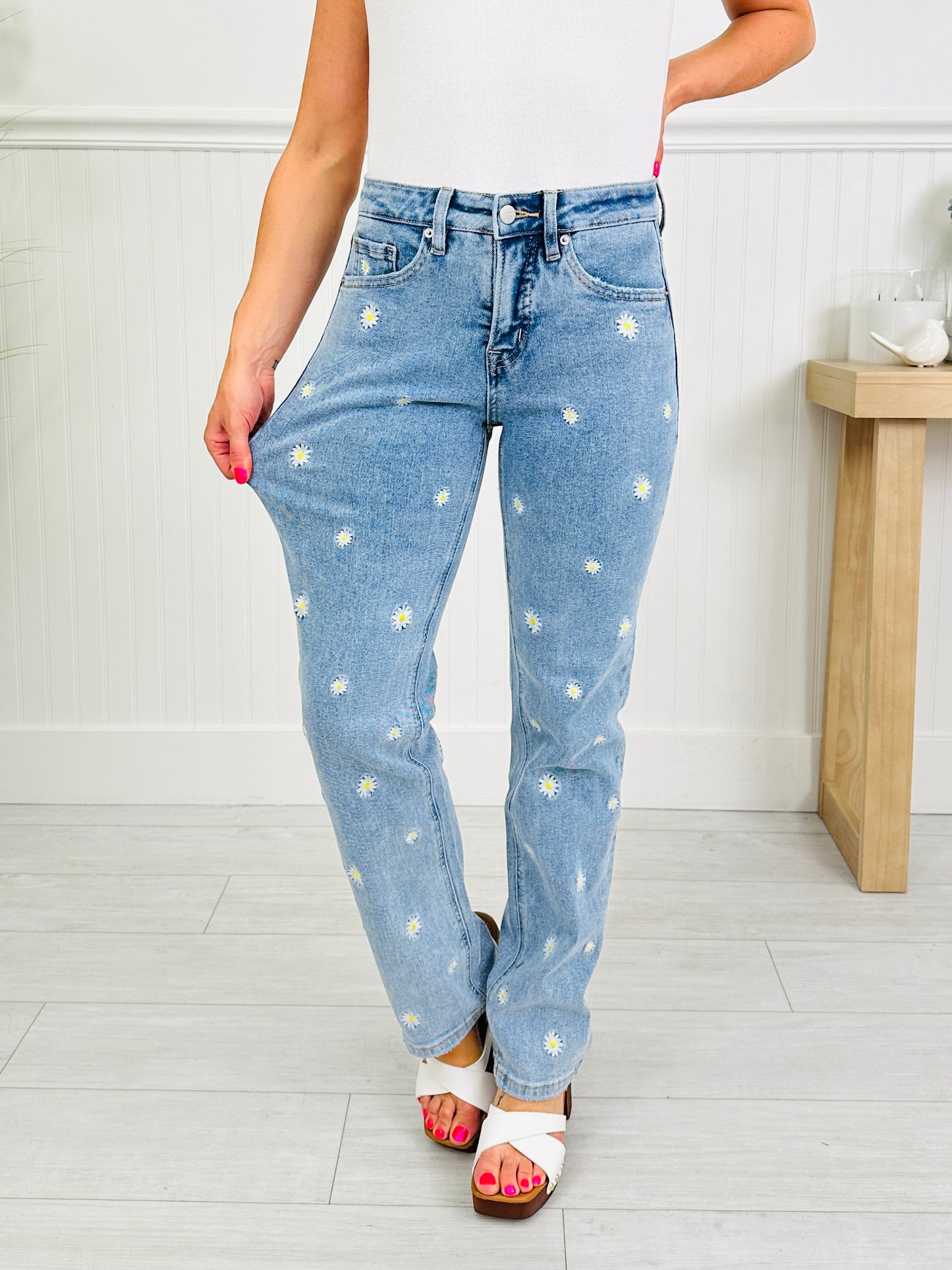 Dreaming of Daisies Tummy Control Straight Jeans