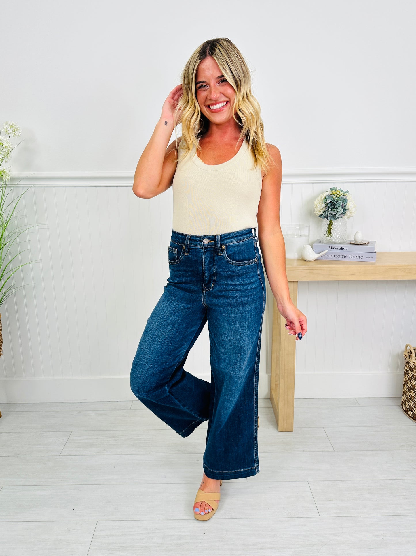 Judy Blue Set The Standard Tummy Control Ankle Wide Jeans