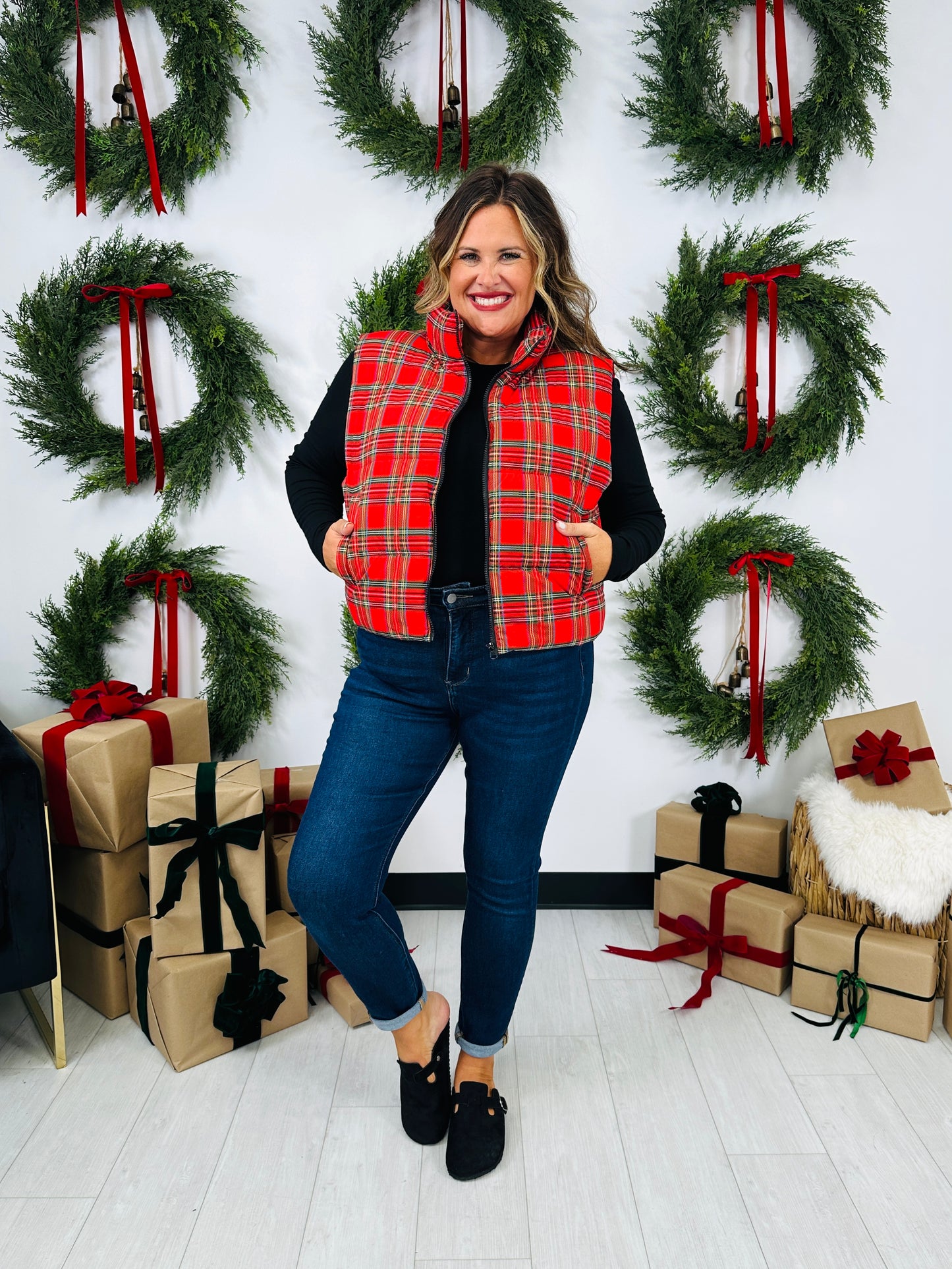 Perfectly Plaid Puffer Vest