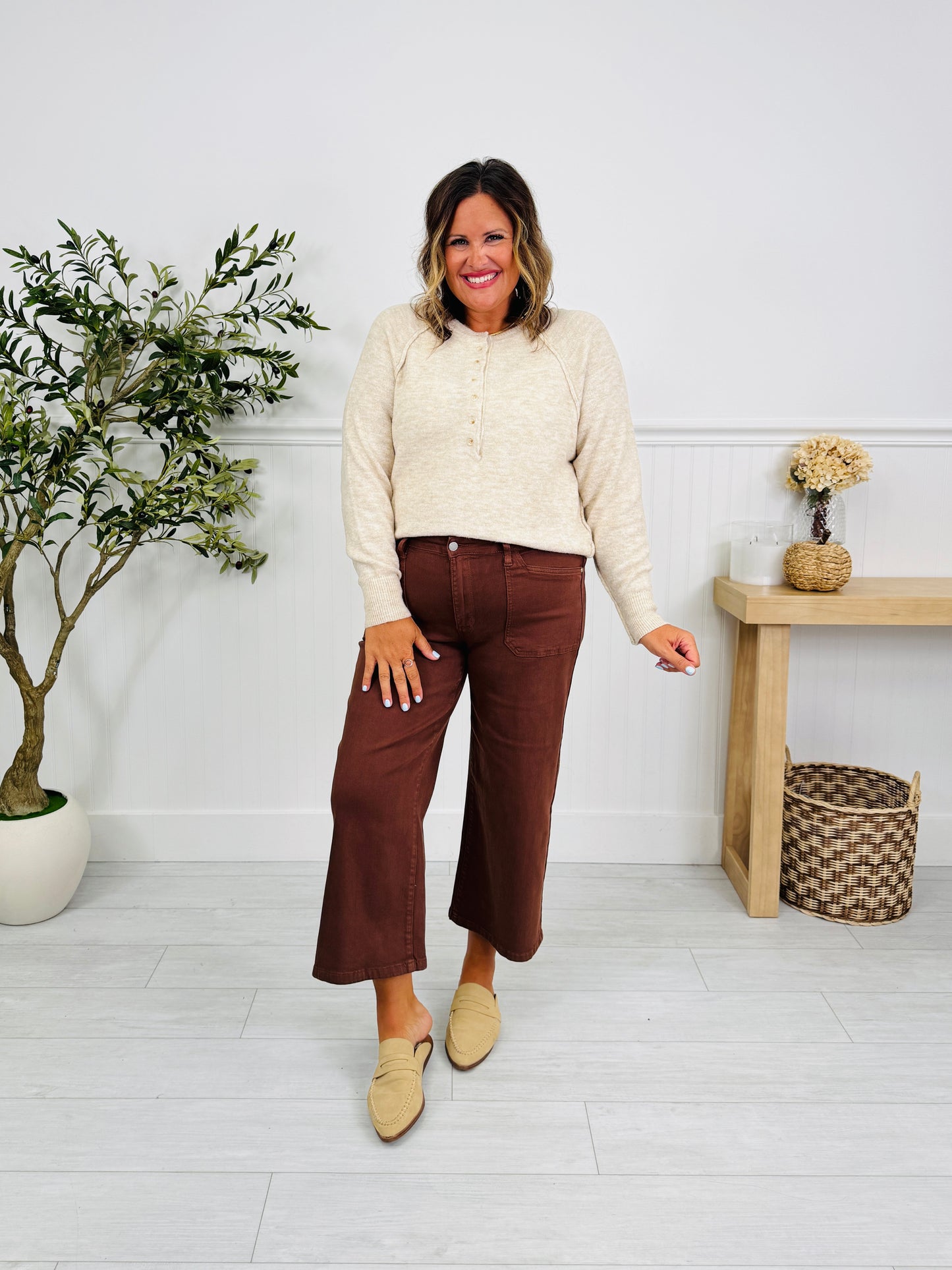 Judy Blue Melt In Your Mouth Chocolate Wide Leg Cropped Jeans