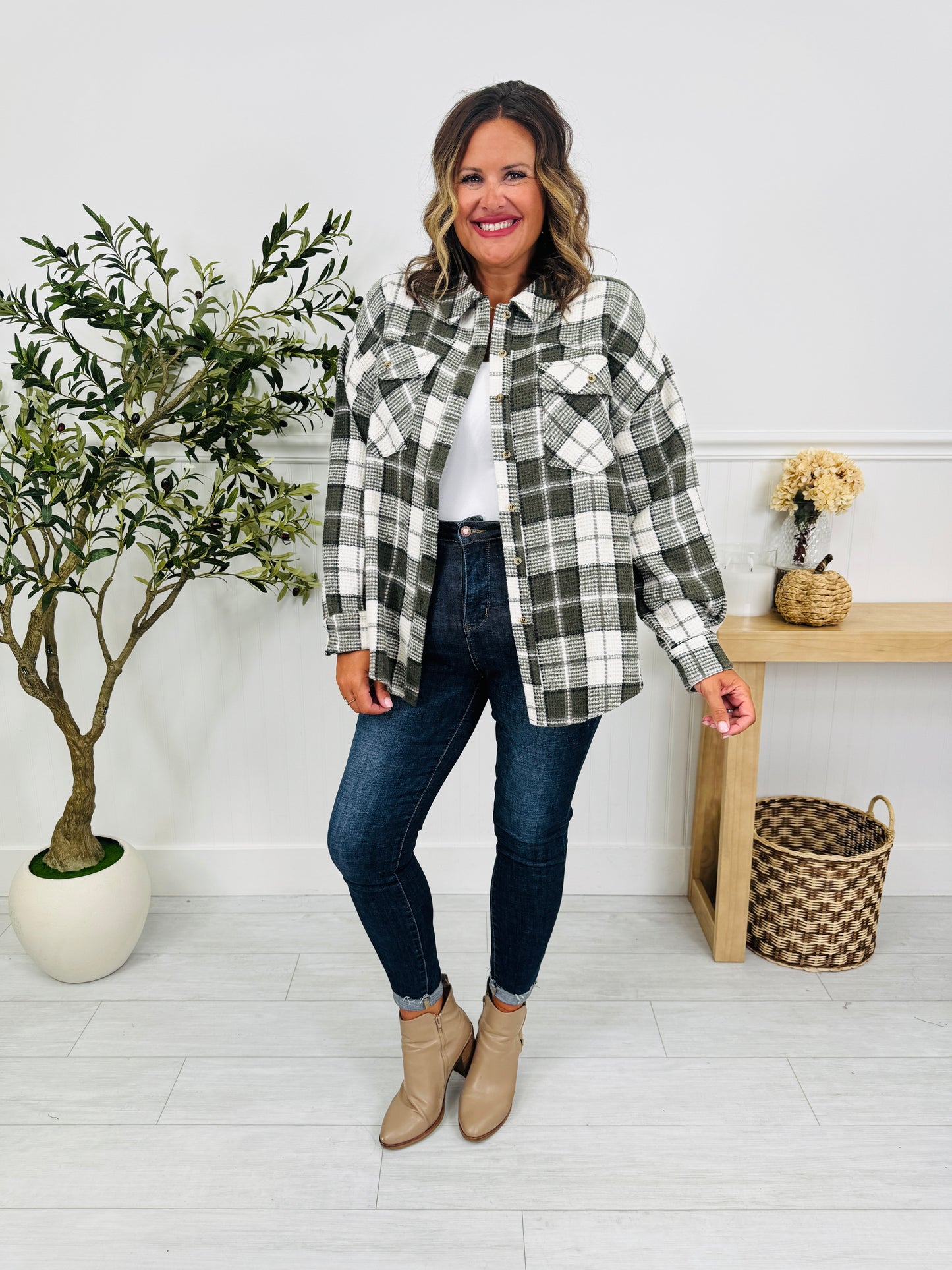 Fireside Favorite Shacket In Olive