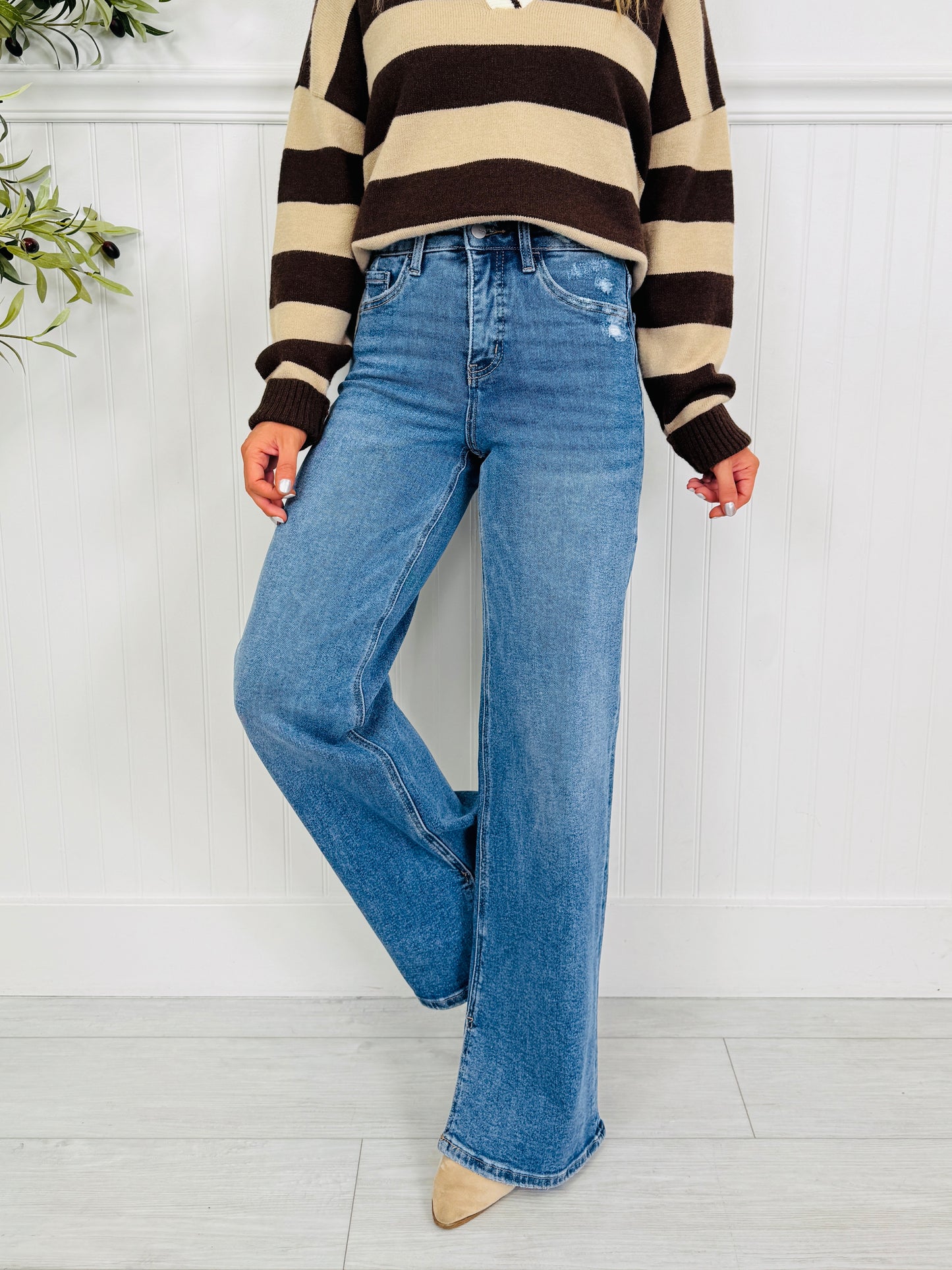 Side Note Tummy Control Wide Leg Jeans