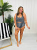 The Olivia Swim Top In Black/White Stripe