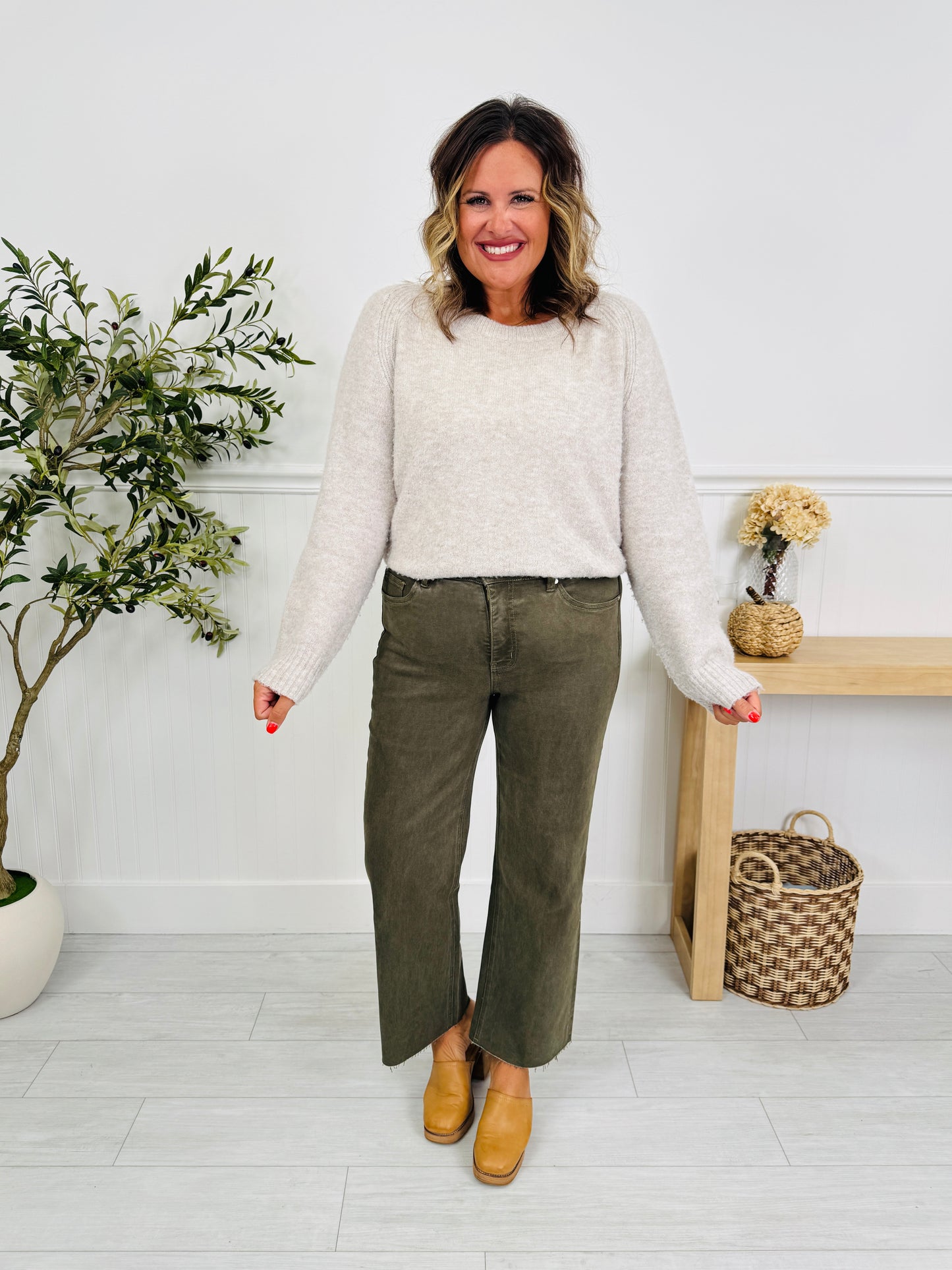 Olive On Repeat Tummy Control Straight Jeans