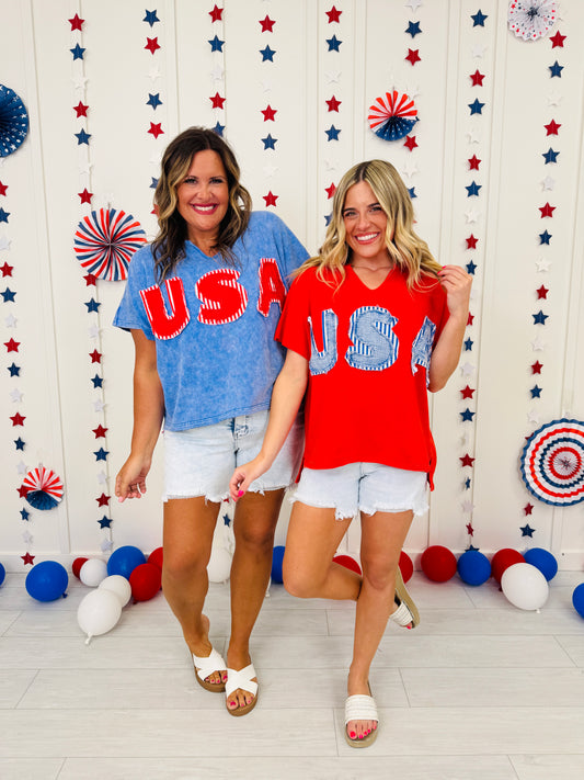 Patriotic Patchwork Top in Multiple Colors