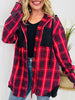 Falling For Flannel Hooded Shacket in Red