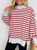 Stripe Up Your Alley Pullover In Heather Grey