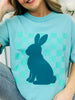 Checkered Bunny Graphic Tee-Multiple Colors