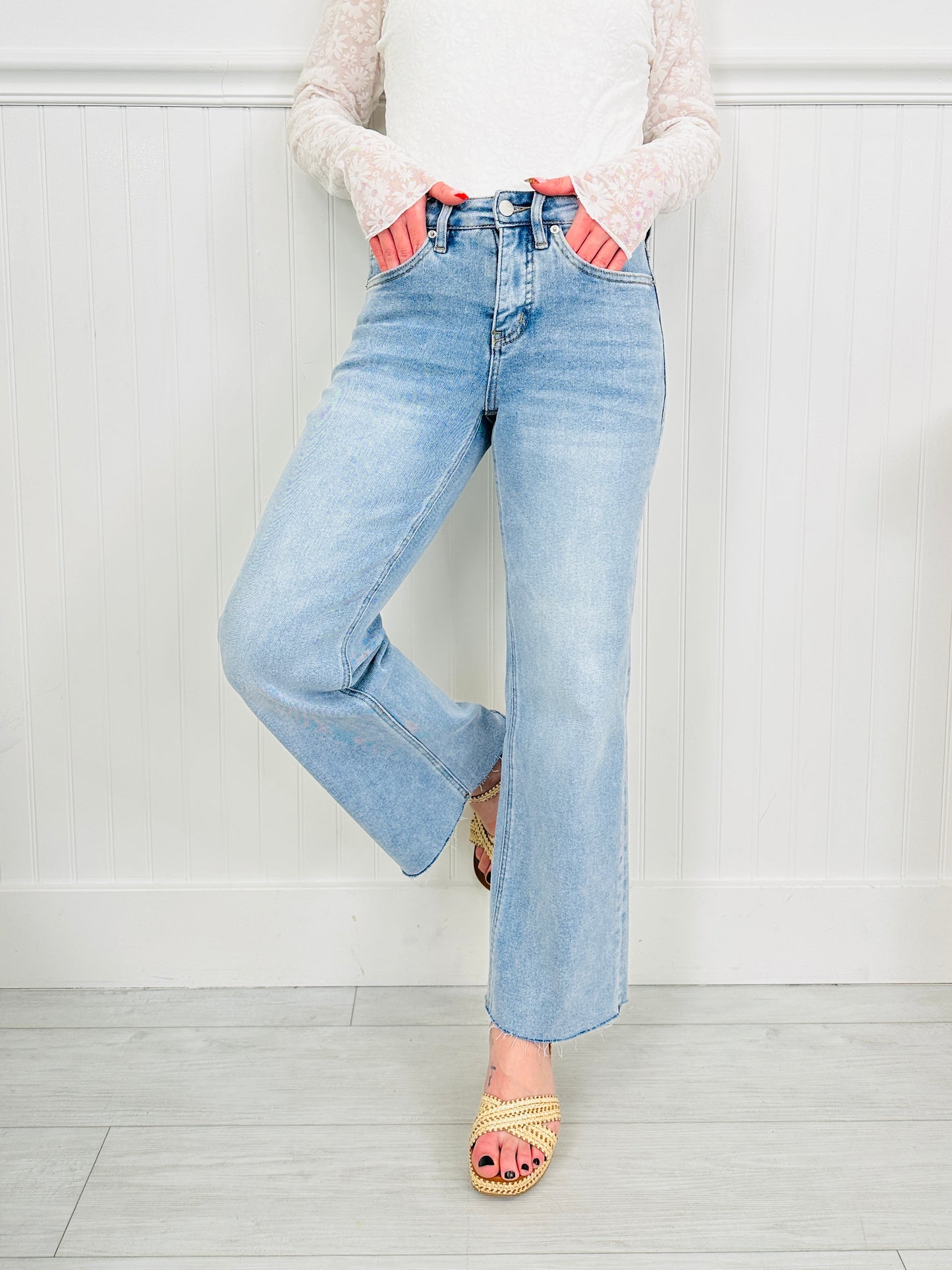 All Eyes on Me Tummy Control Wide Leg Cropped Jeans