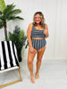 The Olivia Swim Top In Black/White Stripe