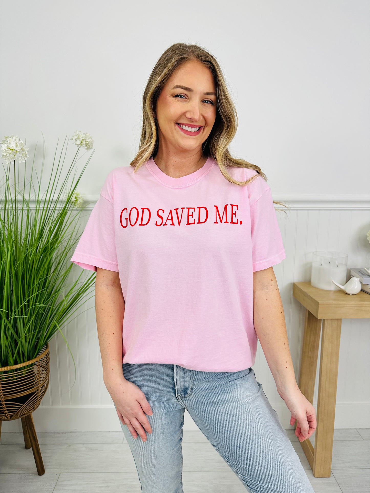 God Saved Me Graphic Tee in Multiple Colors
