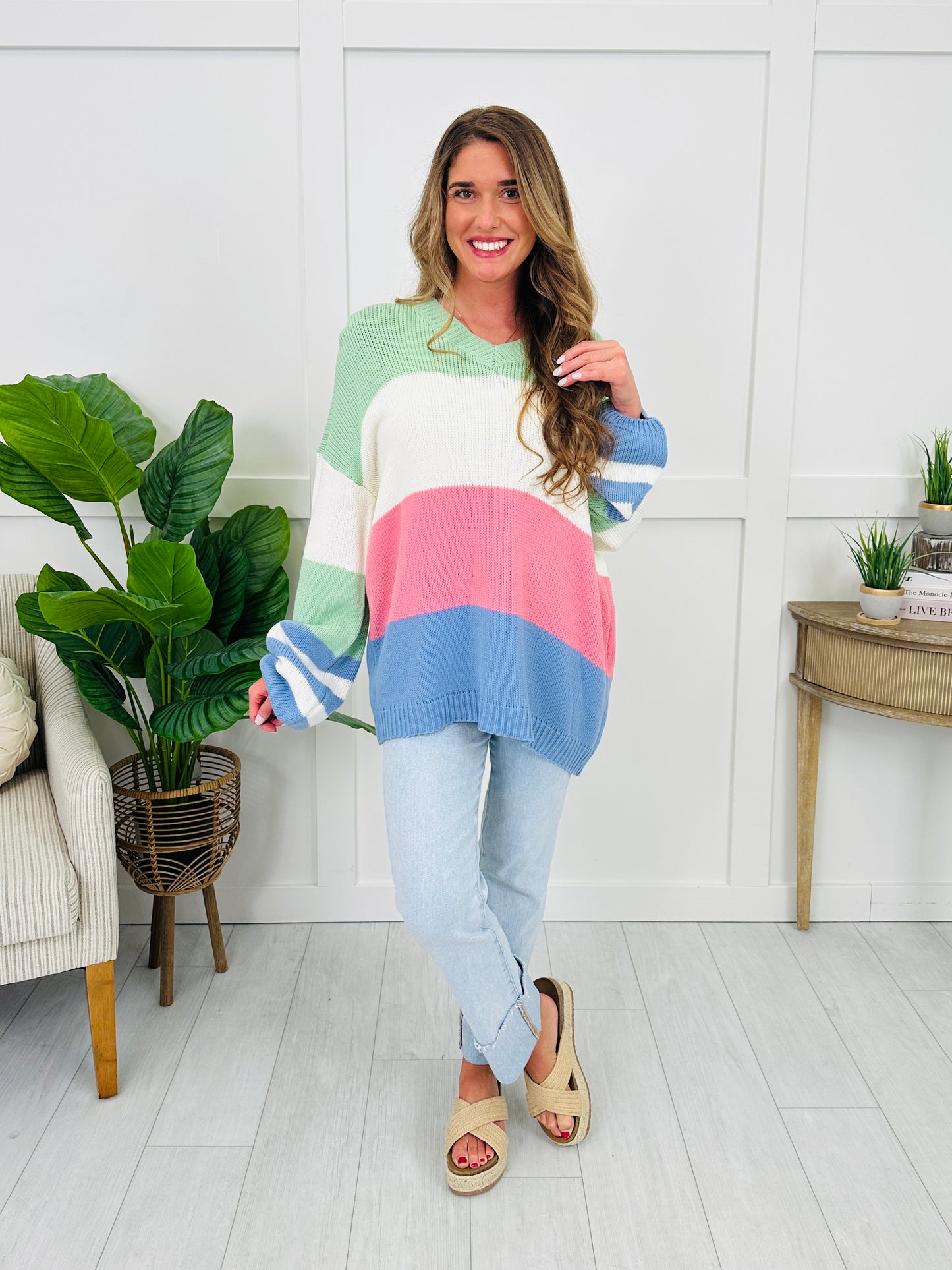 Bold Moves Only Pullover in Mint/Blush/Blue