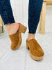 Boho Block Clogs In Tobacco Faux Suede