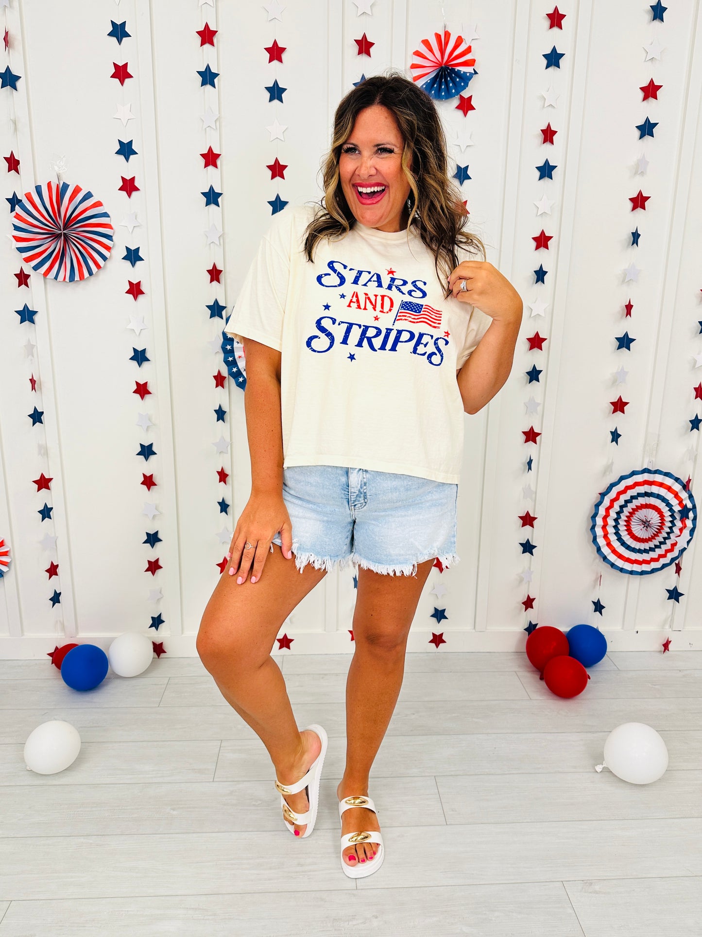 Stars And Stripes Boxy Graphic Tee