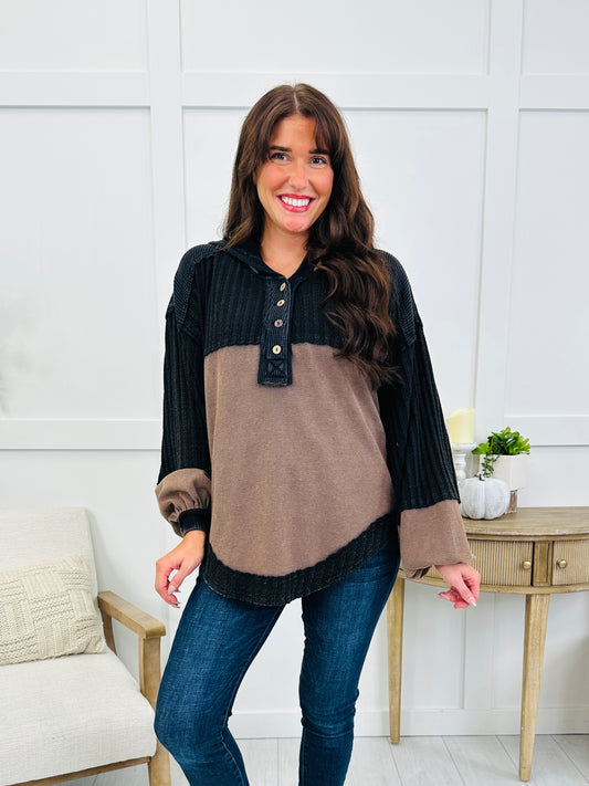 Downtown Cozy Top In Black