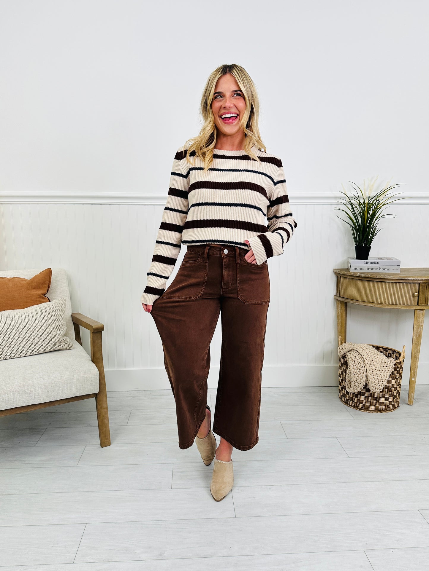 Judy Blue Melt In Your Mouth Chocolate Wide Leg Cropped Jeans