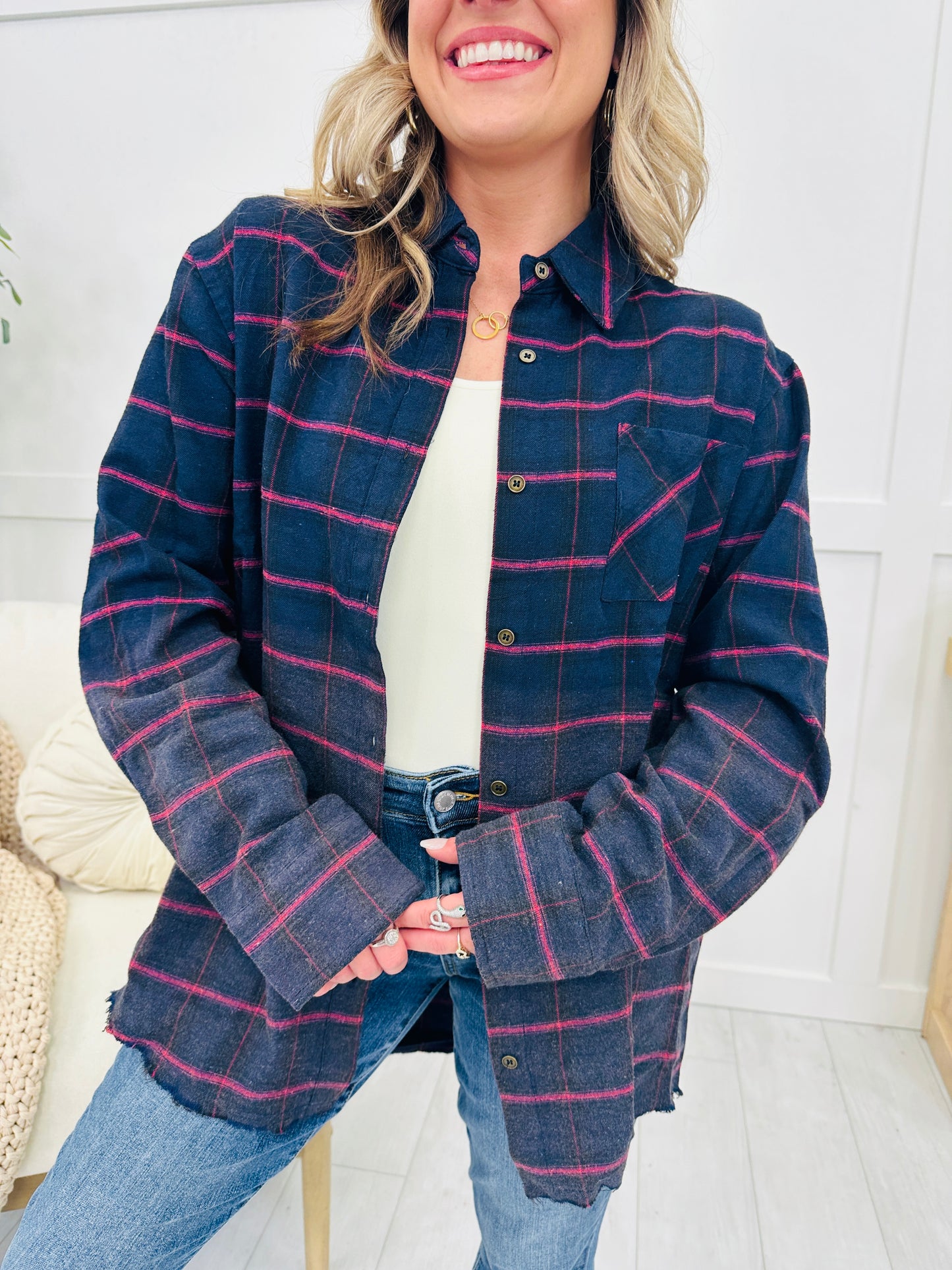 Whispering Pines Flannel In Navy