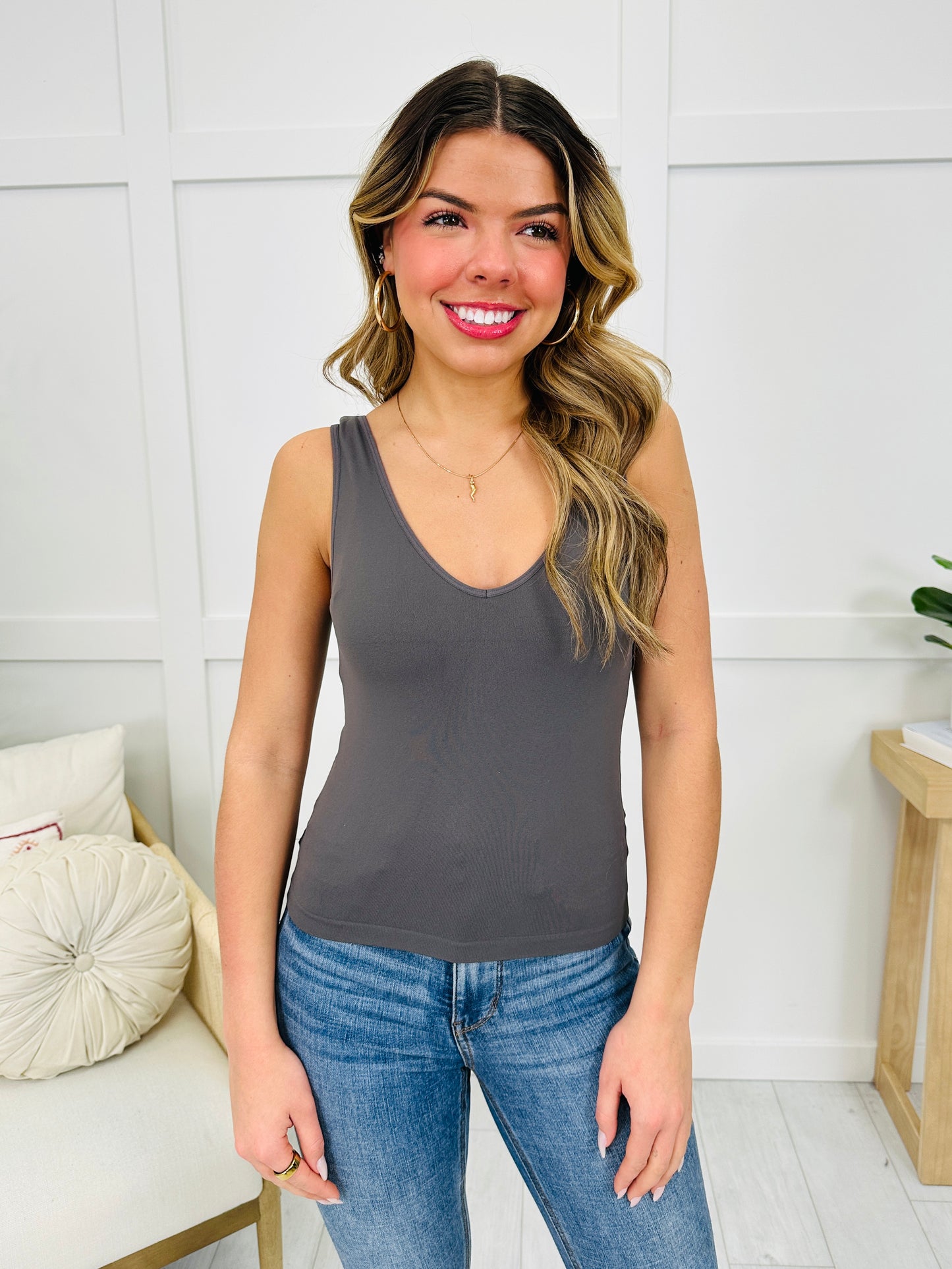 Cropped Reversible Shapewear Tank- Multiple Colors!