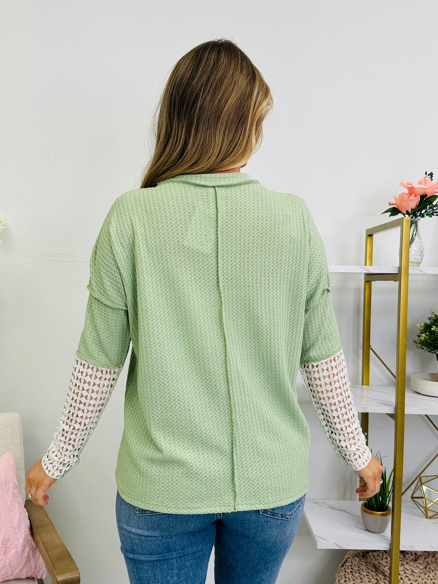 A Story in Every Seam Top In Sage