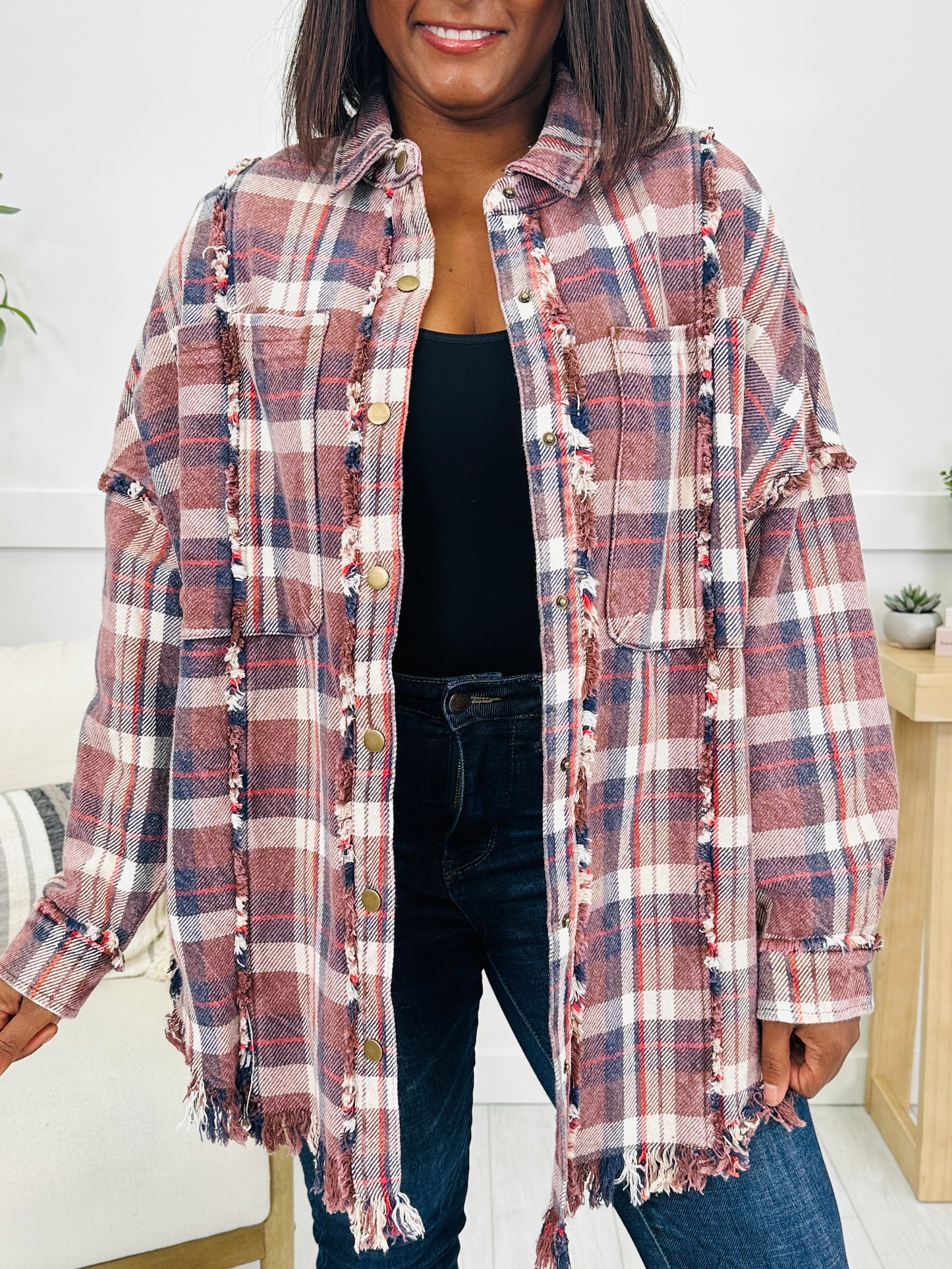 Cabin Fringe Flannel in Washed Navy