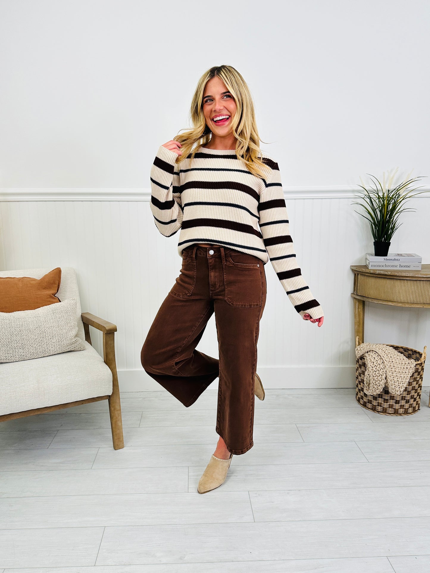 Judy Blue Melt In Your Mouth Chocolate Wide Leg Cropped Jeans