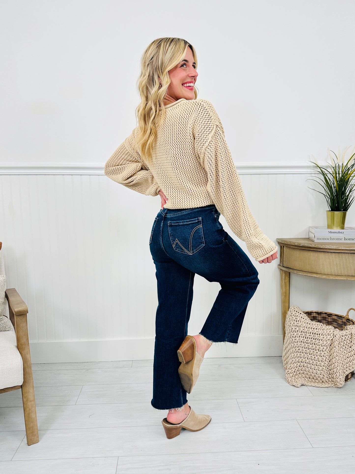 Fall Into Place Tummy Control Wide Leg Crop Jeans