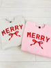 Merry With Ribbon Graphic Crewneck Sweatshirt