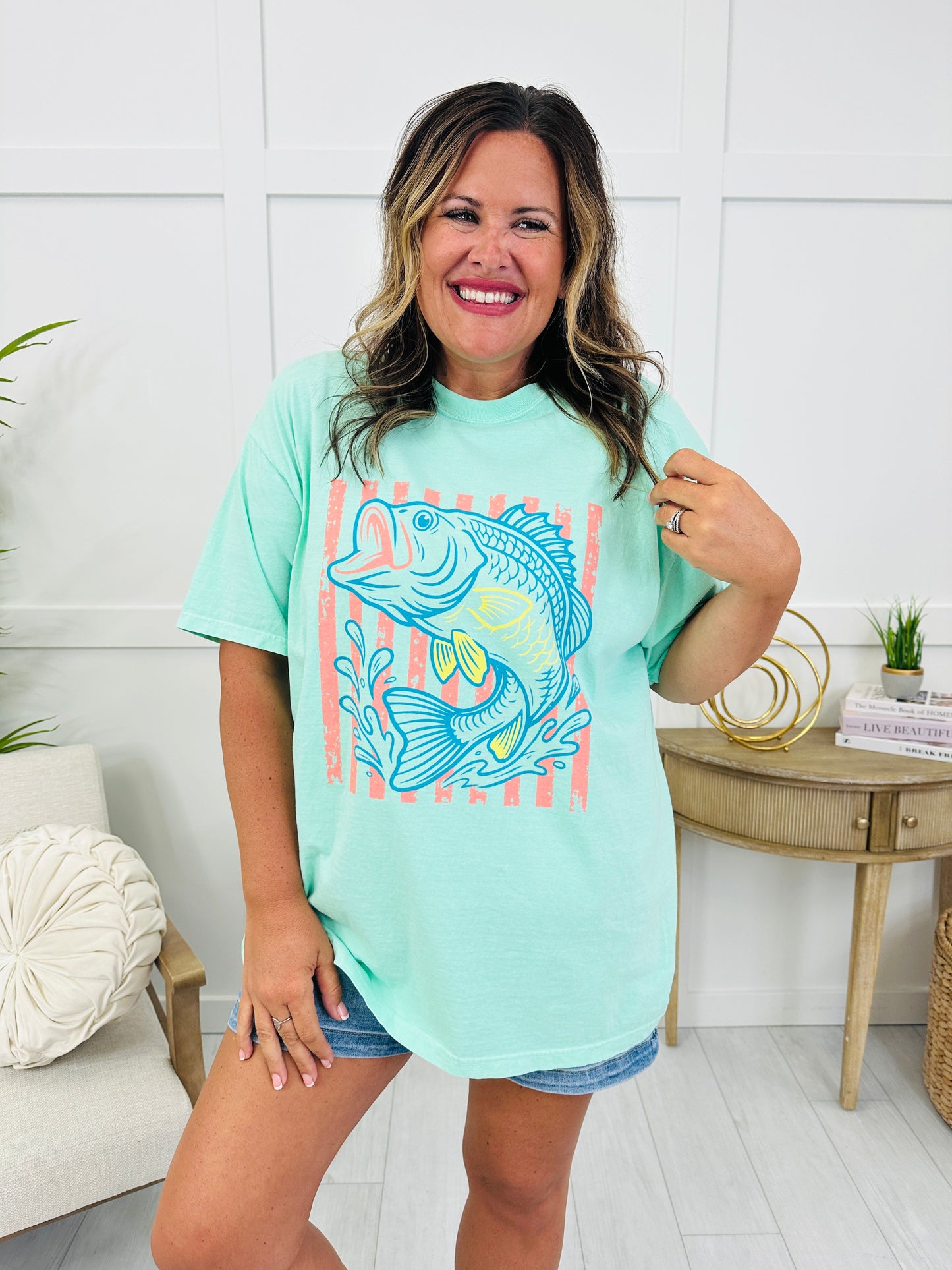 Retro Striped Bass Graphic Tee